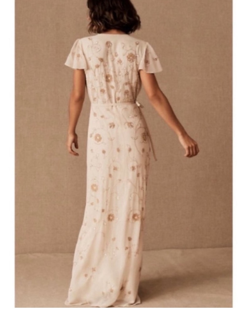 BHLDN Blush Pink Beaded wrap dress Anthropologie - Picture 9 of 12